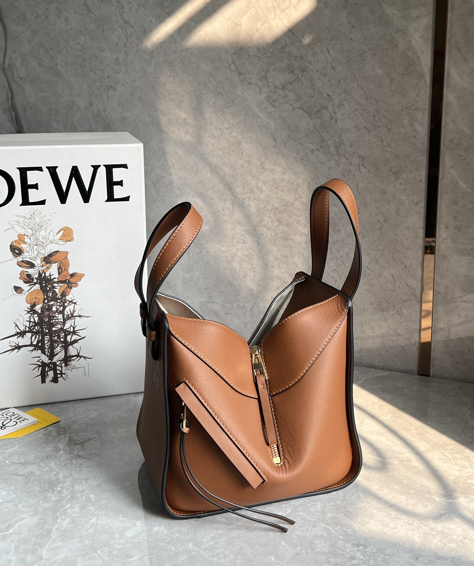 Loewe Compact Hammock Bag in Classic Calfskin Brown